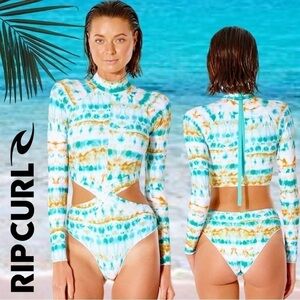Rip Curl Womens Summer Breeze Long Sleeve One Piece Surfsuit Size L Light Aqua